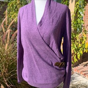 Lauren by Ralph Lauren purple sweater with leather buckle